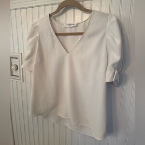 Amanda Uprichard Bow Sleeve Medium White Blouse